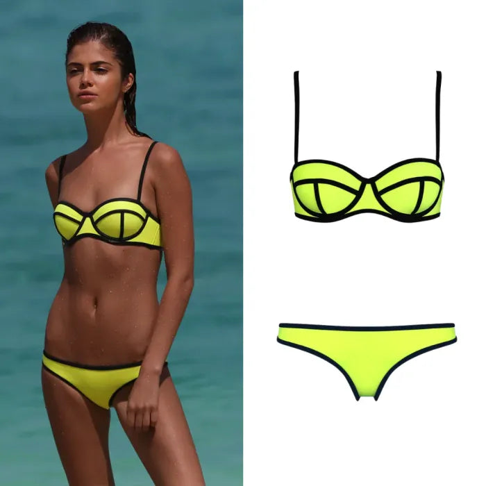 Neon Wave Contour Bikini