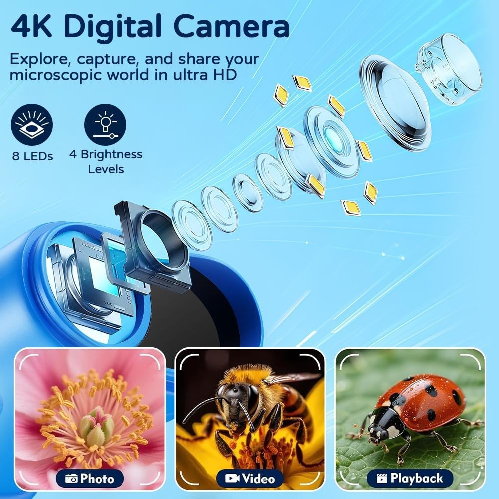 ExploraScope Kids 4K Digital Microscope (200–1000x Zoom)