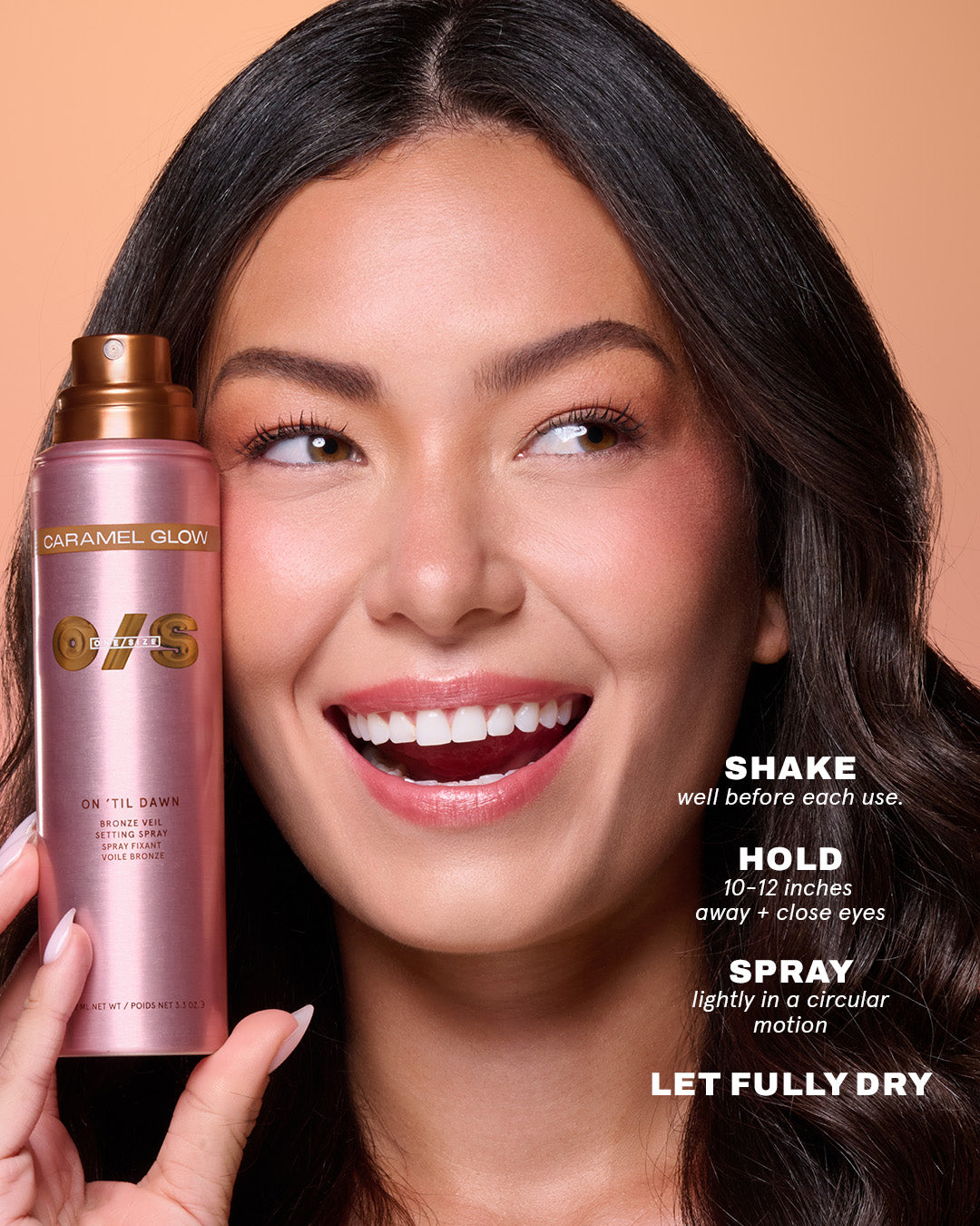 Step-by-step application guide for On 'Til Dawn Bronze Veil Waterproof Setting Spray