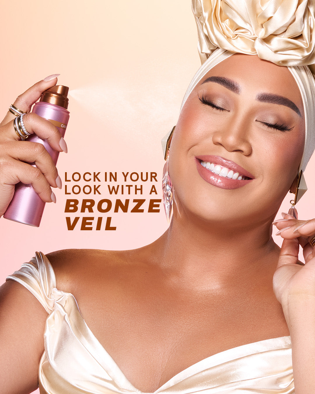 Patrick Starrr featuring On 'Til Dawn Bronze Veil Waterproof Setting Spray in an editorial brand campaign shot
